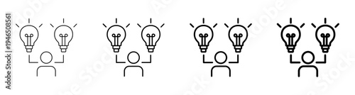 Creative Brainstorming and Innovative Idea Icon Line art Vector Illustration