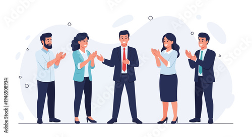 Business team applauding success, celebrating achievement, teamwork, and appreciation