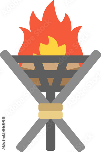 かがり火のアイコンのイラスト