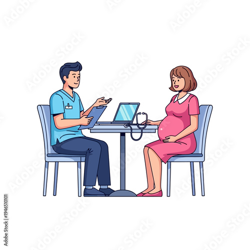 Pregnant Woman at Doctor's Appointment Discussing Health with Physician