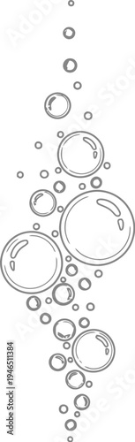 A cluster of bubbles rising up in a vertical line formation naturally