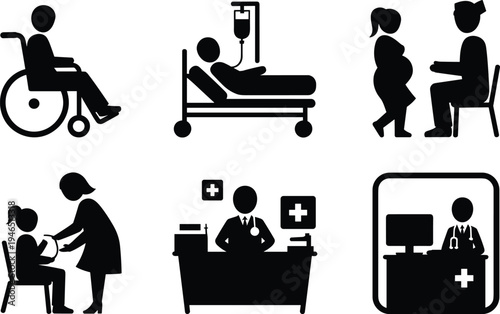 Set of 6 healthcare icons vector