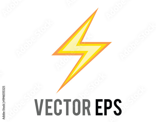 Bright yellow and orange lightning bolt flat icon symbol