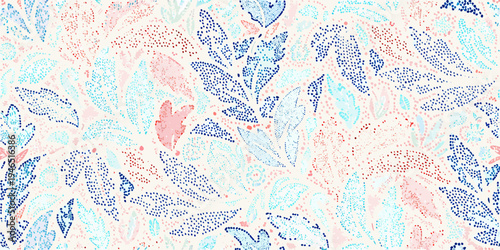 Delicate floral pattern with scattered dots in pastel shades