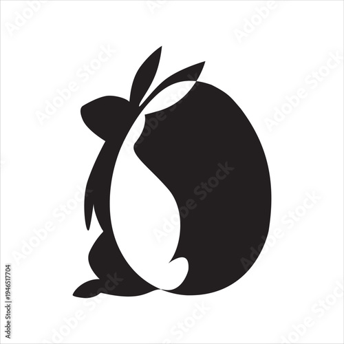 Rabbit and egg silhouette for easter day
