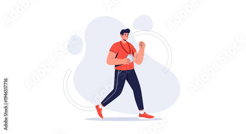 Fitness coach celebrating success, motivational fitness concept, dynamic illustration