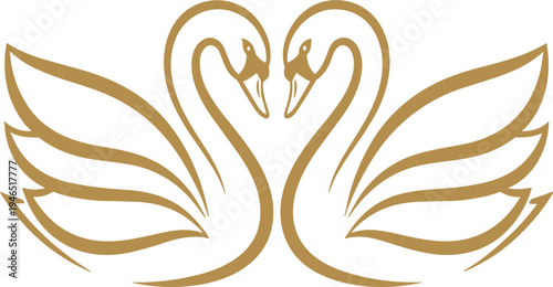 Elegant Golden Swan Couple Logo with Luxury Bird Emblem for Wedding Branding, Beauty Salon Identity, Jewelry Brand, and Premium Business Design Projects