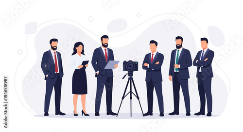 Business Team Posing for Camera, Professional Meeting, Corporate Event