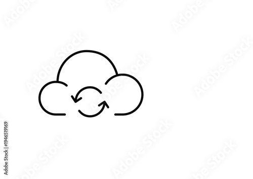 Storage update, data refreshed. Virtual cloud and renew arrows. Pixel perfect, editable stroke vector icon