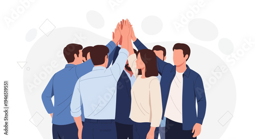 Teamwork High Five: Diverse Group Celebrating Success Together