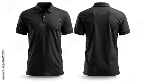 A black polo shirt shown from front and back (1)