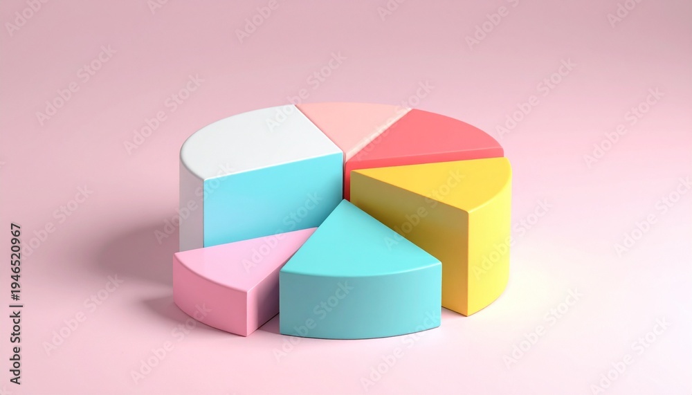 Fototapeta premium Pastel Pie Chart Illustration Displaying Business Data and Statistics for Financial Reporting Modern Design.