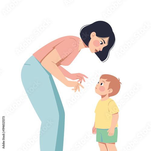 Mother Scolding Child, Disappointed Parent Lecturing Kid, Childhood Discipline, Family Conflict