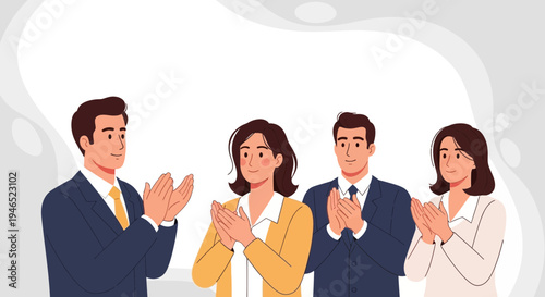 Business team applauding success, celebrating achievement, teamwork, recognition, presentation