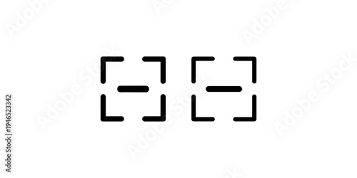 Minus sign and dash symbol icons inside square frame on white background isolated vector illustration for interface design and subtract mathematical use