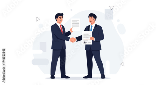 Businessmen shaking hands over contract, agreement, partnership, success, teamwork