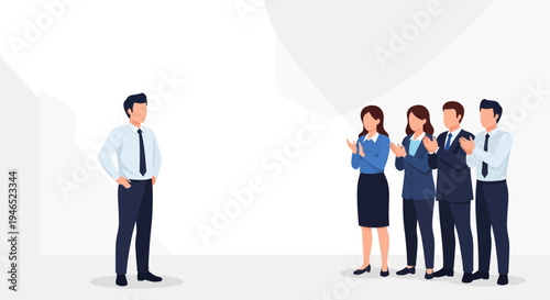 Business Team Applauding Leader for Success and Achievement
