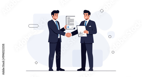 Businessmen shaking hands over contract, agreement, partnership, success, deal