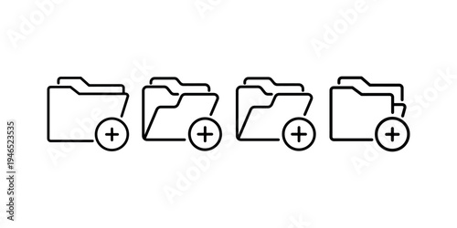 Add new folder icon. line folder symbol with plus file sign. folder with addition sign in circle