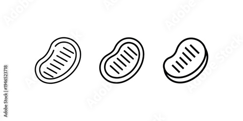 Steak icon set, meat, food, grilled, barbecue, beef, dinner, cuisine, cooking, meal, healthy, protein, restaurant vector sign symbol