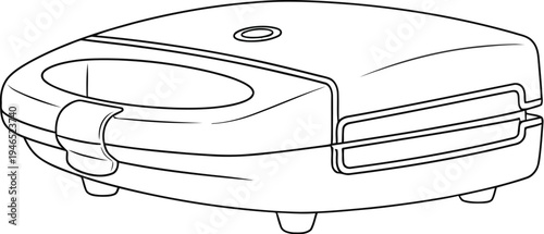 Detailed illustration of a compact toaster with lever and slots
