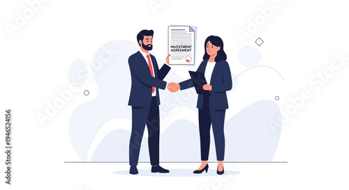 Business partners shaking hands over investment agreement, successful deal, partnership concept