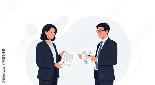 Business people signing contract, agreement, deal, partnership, legal document, teamwork