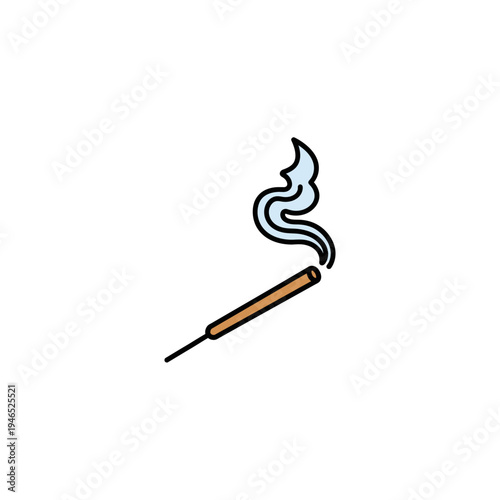 Burning Incense Stick with Smoke Vector Illustration for Meditation and Wellness