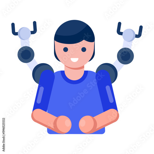 A flat style icon of robotic arms