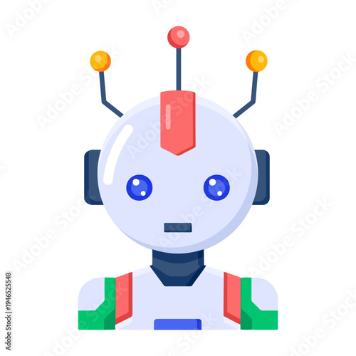 A flat style icon showing artificial intelligence