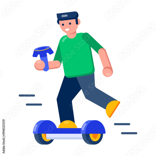 An icon showing a hoverboard designed in flat style