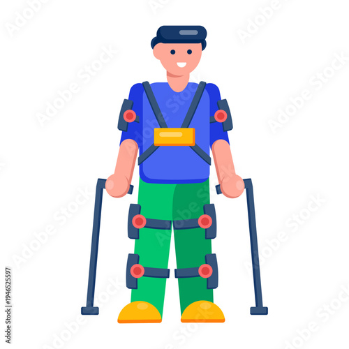 Flat style icon depicting an exoskeleton