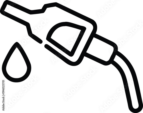 Gas Station Fuel Pump Nozzle Drop Line Art Icon