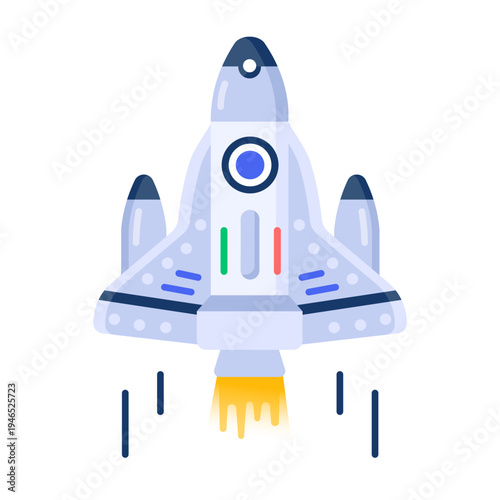 Flat icon depicting a space rocket