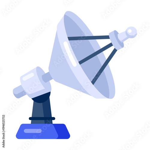 An icon showing a dish antenna designed in flat style