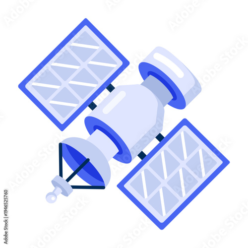 A flat style icon of an artificial satellite