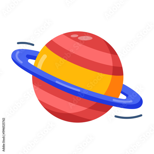 Flat style icon showing saturn planet 