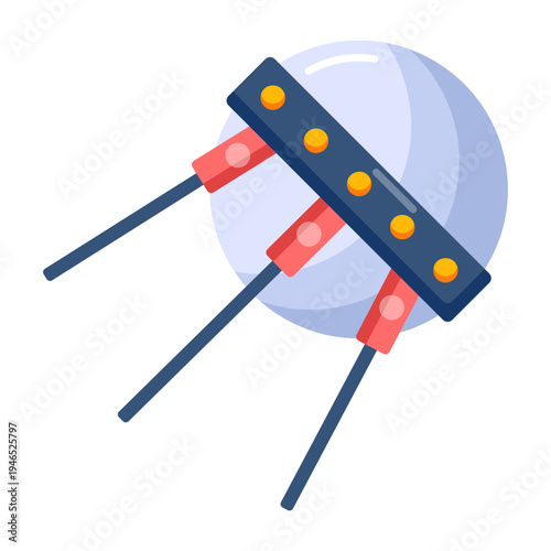 A flat style icon showing a space sputnik