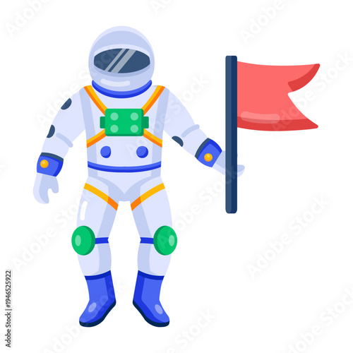 An icon showing a cosmonaut designed in flat style