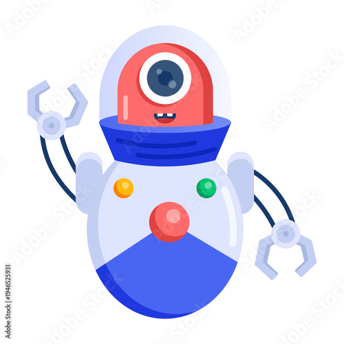An icon showing a bot designed in flat style
