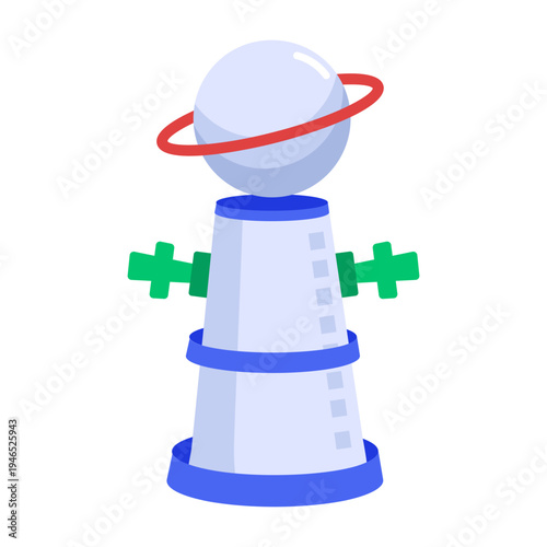 Flat style icon depicting a space elevator