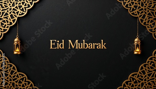 eid mubarak background with black background