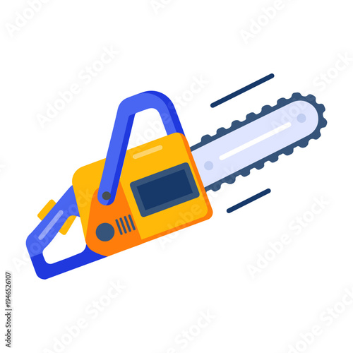 Flat style icon depicting a chainsaw