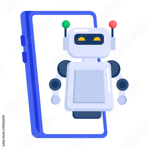 An icon showing a chat bot designed in flat style
