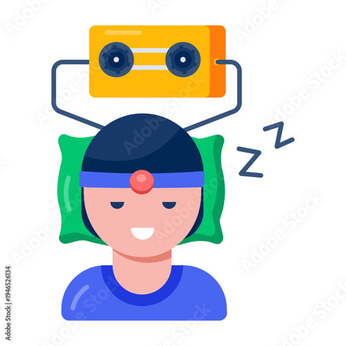 A flat style icon of a dream recorder