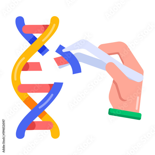 A flat style icon showing dna research