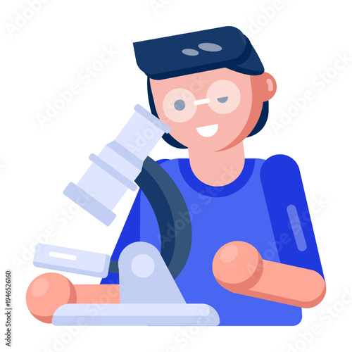 An icon of a research microscope designed in flat style