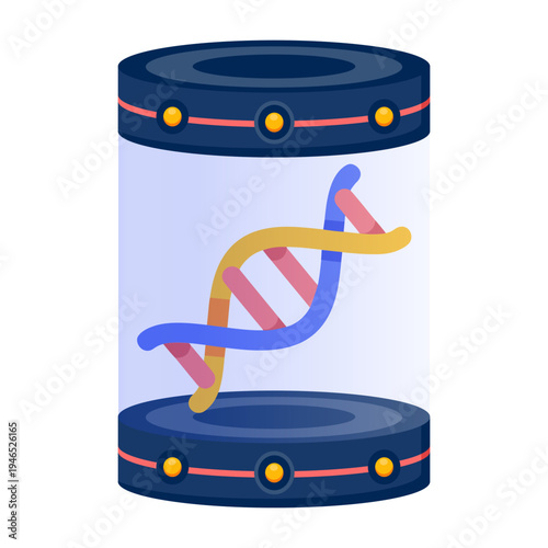 A flat style icon of dna technology