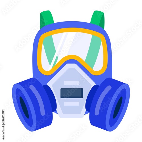 Flat style icon depicting a respirator mask