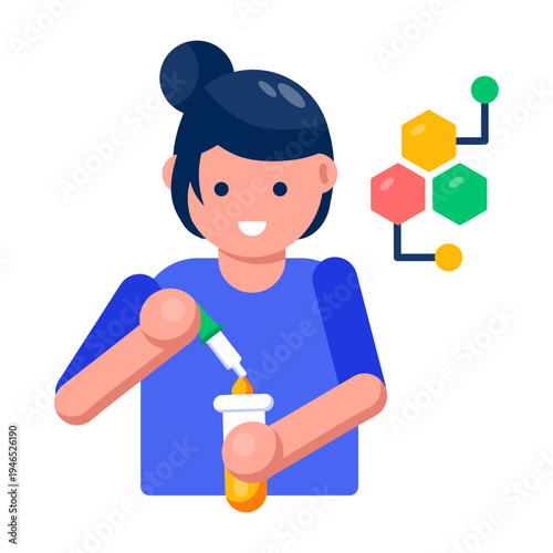 A flat style icon of a chemist